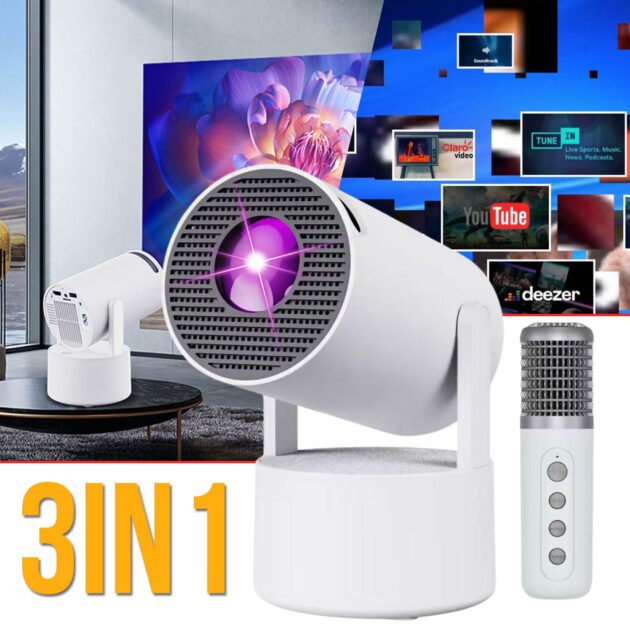 Mini Projector Karaoke Portable Support 4K 1080P YS-300 KTV – جهاز مديا ذكي للعرض على الحائط مع كاريوكي